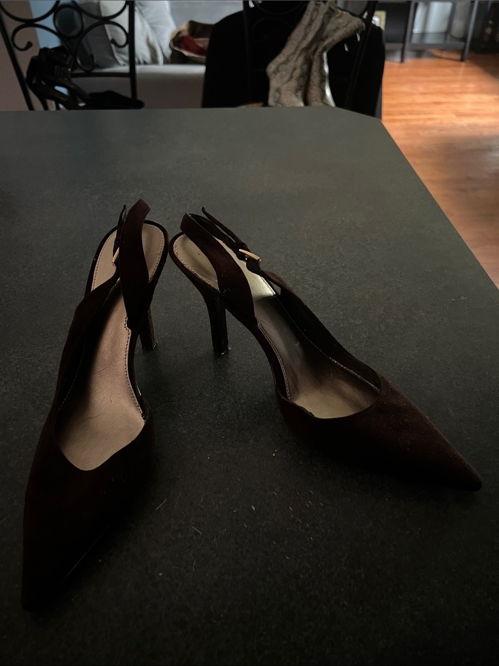 Nine West Brown Pointed Slingback Stiletto Heels